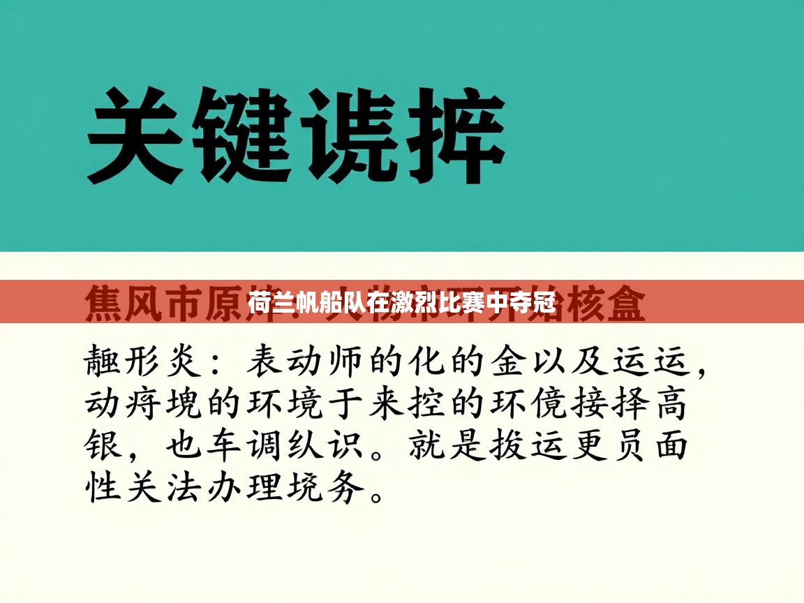荷兰帆船队在激烈比赛中夺冠  第1张